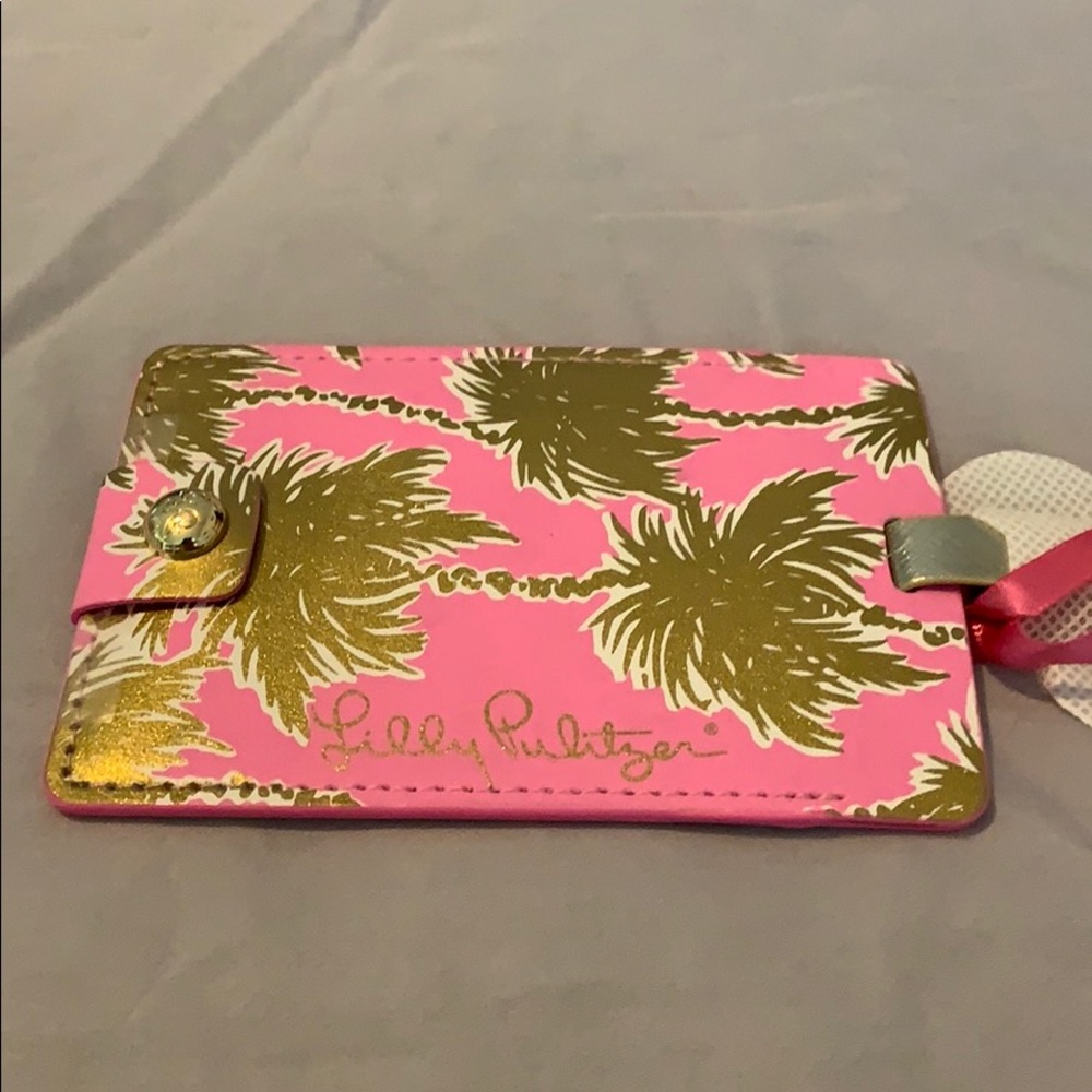 NWT Lilly Pulitzer Luggage Tag Metallic Palms